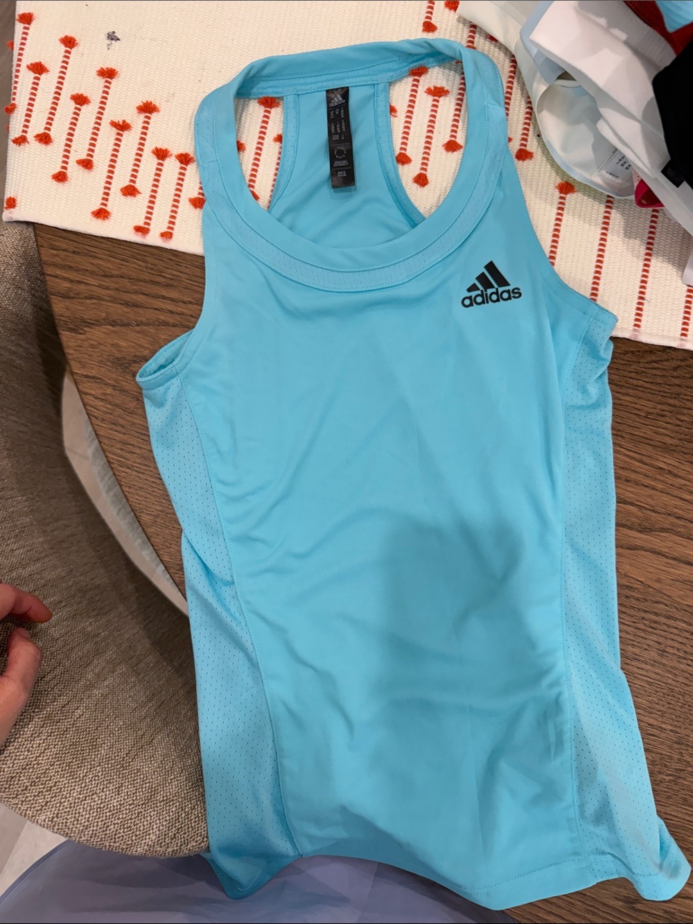adidas Aqua Blue Racerback Performance Tank - Picture 1 of 2